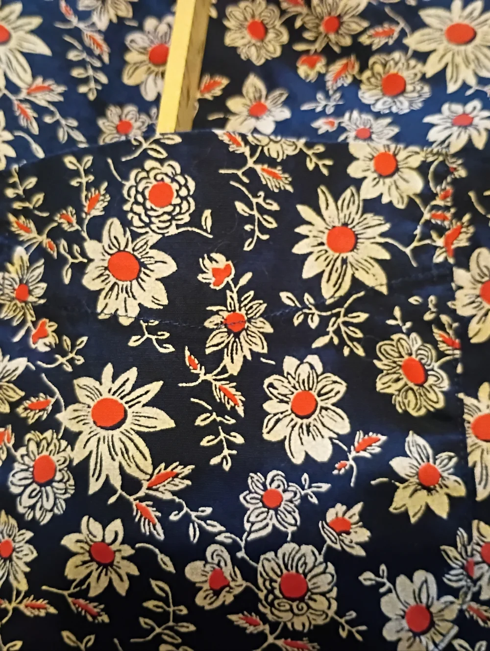 J. Crew‎ Men's Navy Floral Button-Up with Orange & Cream Blooms Sz L
